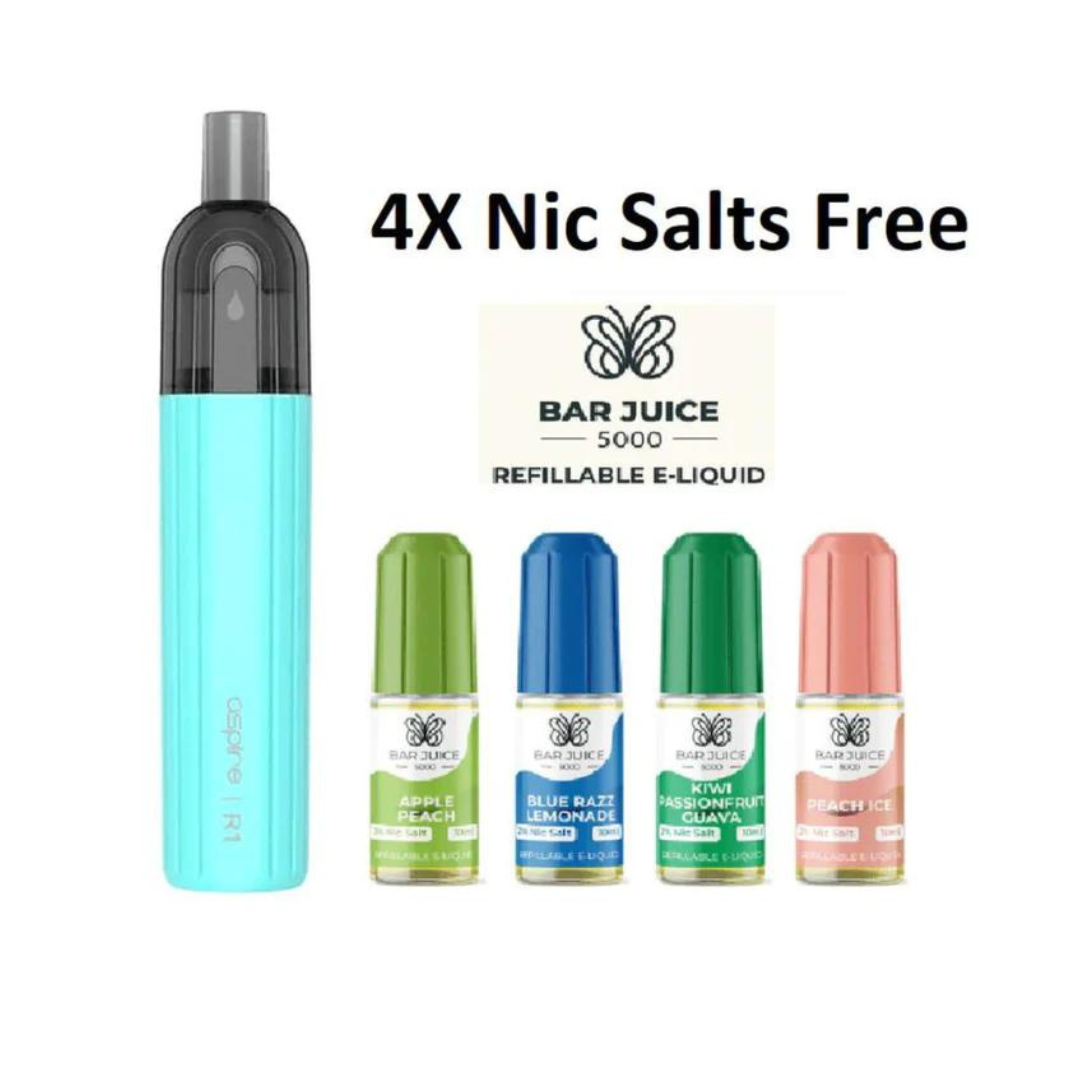 Aspire One Up R1 Disposable Vape Kit | Aqua Blue with 4 Nic Salts Free