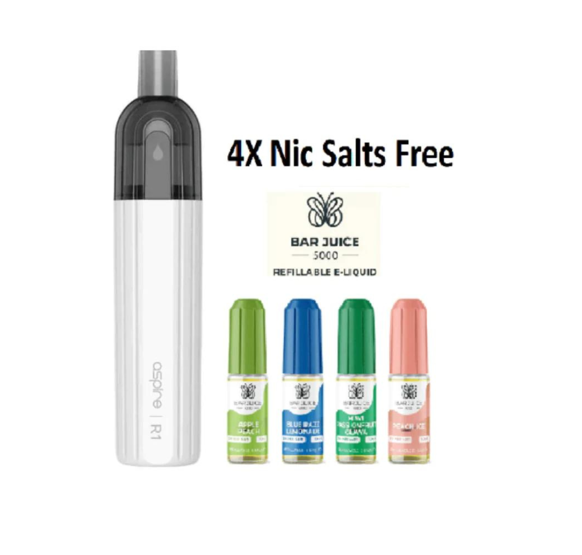 Aspire One Up R1 Disposable Vape Kit | White with 4 Nic Salts Free