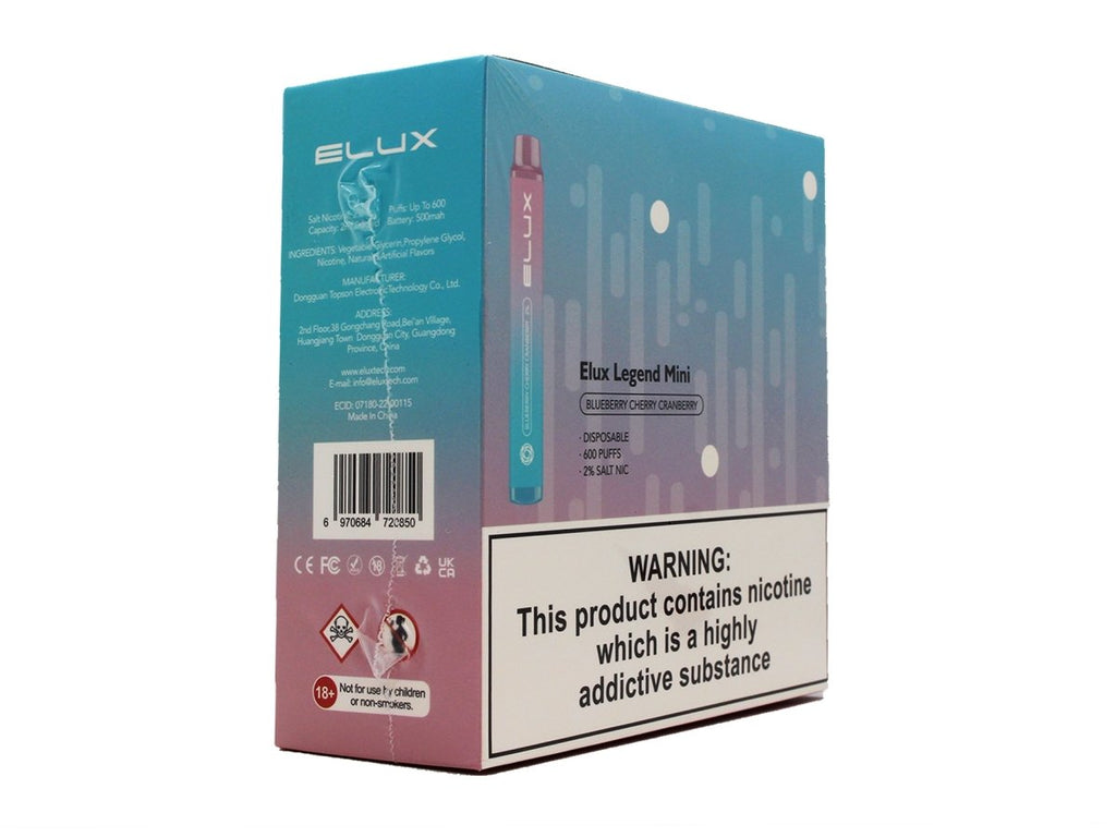 Elux Legend Mini 600 Puff Disposable Vape | Box of 10